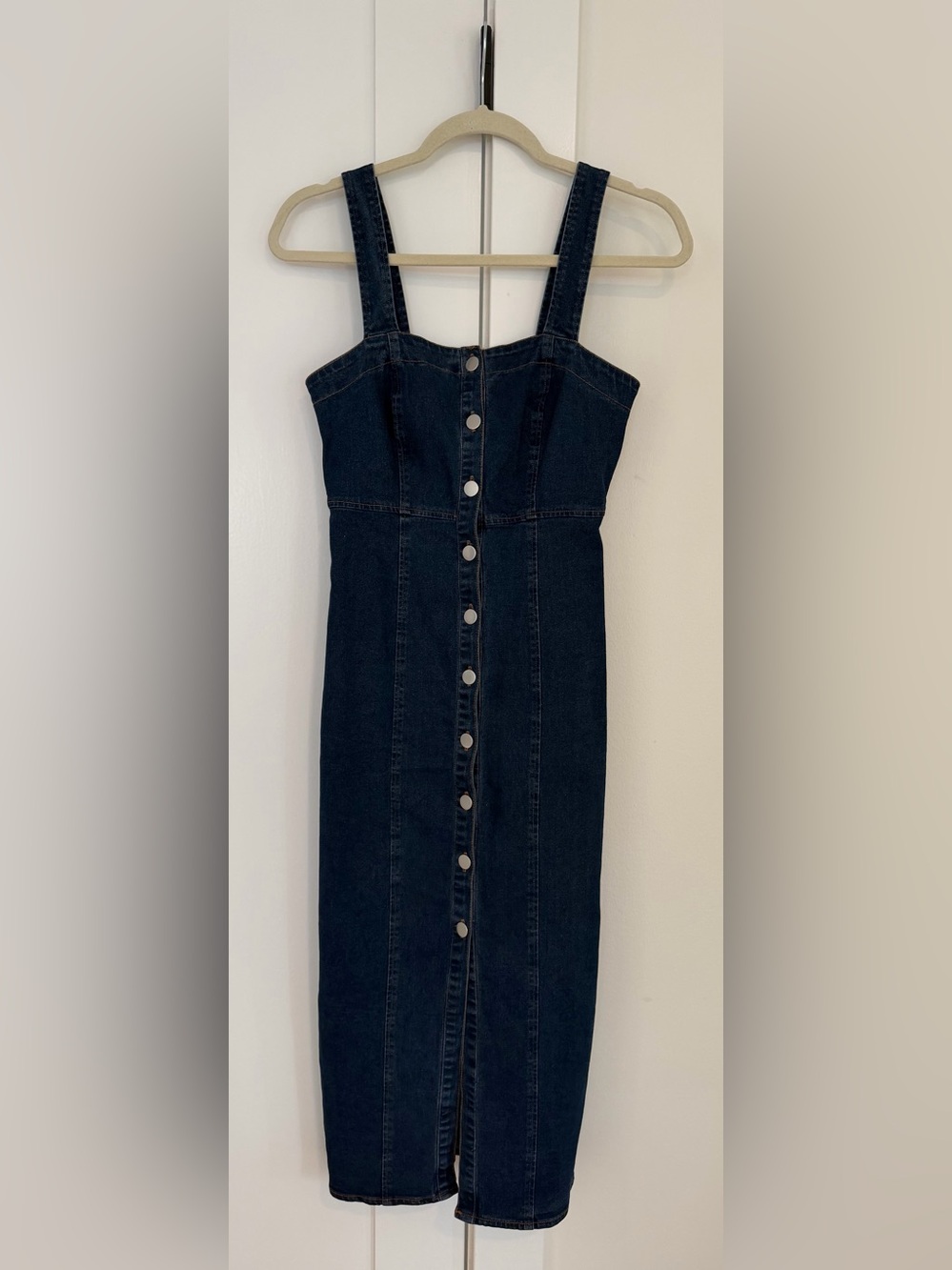 Dee Elly Button Up Dark Wash Denim Dress | Size XSmall